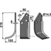 Rotorfreskniv - 218x90x8mm - Venstre - Breviglieri