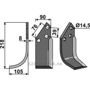 Rotorfreskniv - 218x90x8mm - Venstre - Breviglieri