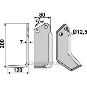Rotorfreskniv - 200x80x7mm - Venstre - Breviglieri