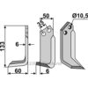Rotorfreskniv - 133x50x6mm - Venstre - Breviglieri, M.E.A.A.T., Mearelli