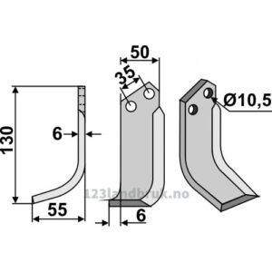 Rotorfreskniv - 130x50x6mm - Venstre - Breviglieri