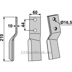 Rotorfreskniv - 210x60x10mm - Venstre - Breviglieri