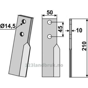 Rotorfreskniv - 210x50x10mm - Breviglieri