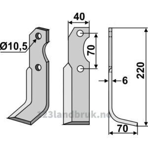 Rotorfreskniv - 220x40x6mm - Høyre - Brumital-Agris