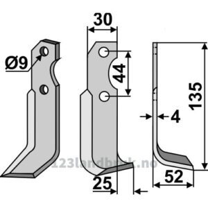 Rotorfreskniv - 135x30x4mm - Høyre - Brumital-Agris