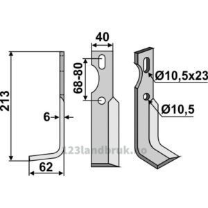 Universal Kniv - 213x40x6mm - Venstre