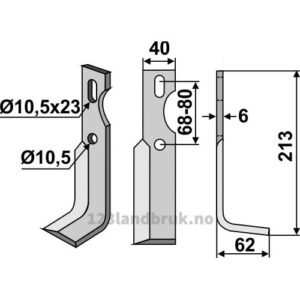 Universal Kniv - 213x40x6mm - Høyre
