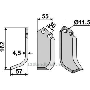 Rotorfreskniv - 162x55x4,5mm - Venstre - Bungartz