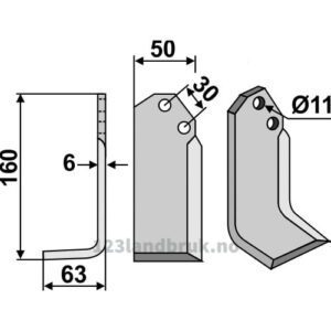 Rotorfreskniv - 160x50x6mm - Venstre - CAB