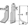 Rotorfreskniv - 178x50x6mm - Høyre - Carraro Antonio
