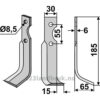 Rotorfreskniv - 185x30x6mm - Høyre - Carraro Antonio