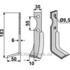 Rotorfreskniv - 183x30x6mm - Venstre - Carraro Antonio