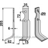 Rotorfreskniv - 205x35x6mm - Venstre - Casorzo