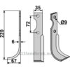 Rotorfreskniv - 220x35x6mm - Venstre - Casorzo