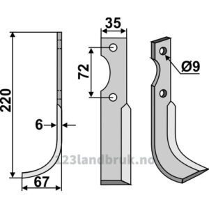 Rotorfreskniv - 220x35x6mm - Venstre - Casorzo