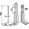 Rotorfreskniv - 195x35x6mm - Venstre - Casorzo