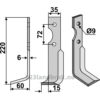 Rotorfreskniv - 220x35x6mm - Venstre - Casorzo