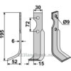 Rotorfreskniv - 195x30x6mm - Venstre - Casorzo