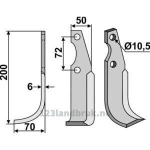 Rotorfreskniv - 200x50x6mm - Venstre - Casorzo