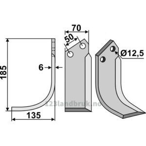 Rotorfreskniv - 185x70x6mm - Venstre - Celli