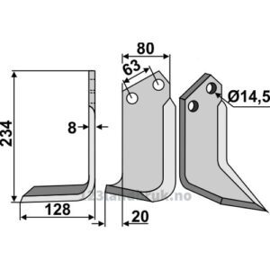 Rotorfreskniv - 234x80x8mm - Venstre - Celli