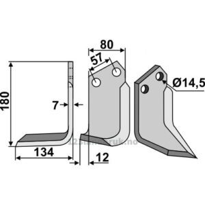 Rotorfreskniv - 180x80x7mm - Venstre - Celli