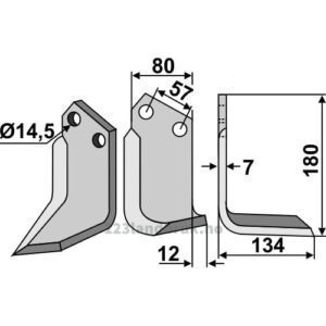 Rotorfreskniv - 180x80x7mm - Høyre - Celli