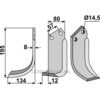 Rotorfreskniv - 195x80x8mm - Venstre - Breviglieri, Celli