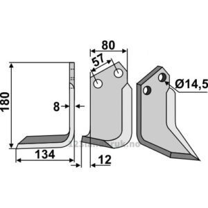 Rotorfreskniv - 180x80x8mm - Venstre - Breviglieri, Celli, Palladino, Sandri
