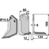 Rotorfreskniv - 180x80x8mm - Høyre - Breviglieri, Celli, Palladino, Sandri