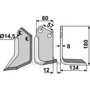 Rotorfreskniv - 180x80x8mm - Høyre - Breviglieri, Celli, Palladino, Sandri