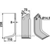 Rotorfreskniv - 238x70x8mm - Venstre - Celli