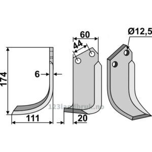 Rotorfreskniv - 174x60x6mm - Venstre - Celli
