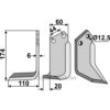 Rotorfreskniv - 174x60x6mm - Venstre - Celli