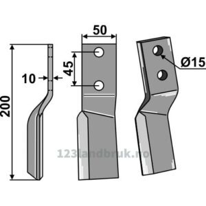Rotorfreskniv - 200x50x10mm - Venstre - Celli