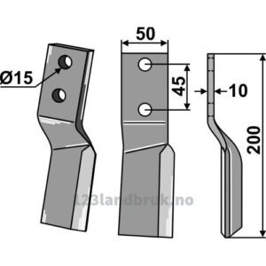 Rotorfreskniv - 200x50x10mm - Høyre - Celli