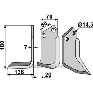 Rotorfreskniv - 180x70x7mm - Venstre - Celli