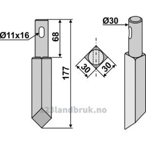 Rotorfreskniv til - 177x30x30mm - Celli