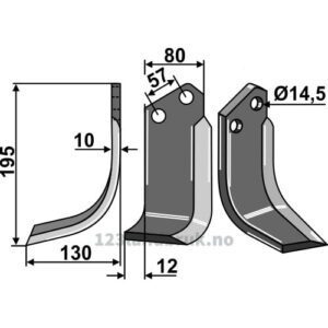 Rotorfreskniv - 195x80x10mm - Venstre - Celli