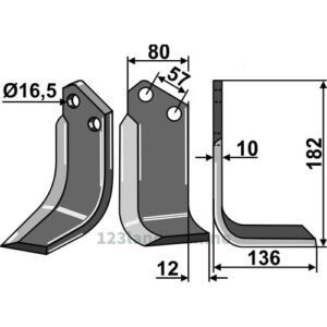 Rotorfreskniv - 182x80x10mm - Høyre - Celli