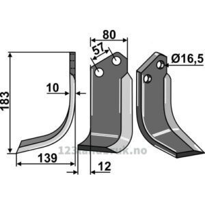 Rotorfreskniv - 183x80x10mm - Venstre - Celli