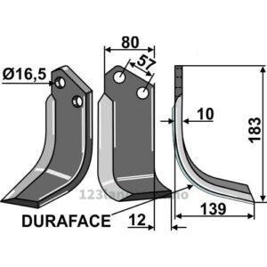 Rotorfreskniv DURAFACE - 183x80x10mm - Høyre - Celli