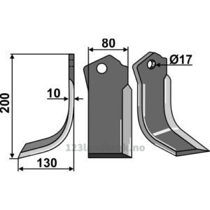 Rotorfreskniv 200x80x10 - 200x80x10mm - Venstre - Celli