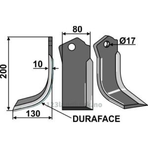 Rotorfreskniv DURAFACE - 200x80x10mm - Venstre - Celli