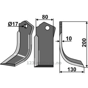 Rotorfreskniv 200x80x10 - 200x80x10mm - Høyre - Celli
