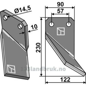 Rotorfreskniv - 230x90x10mm - Høyre - Celli