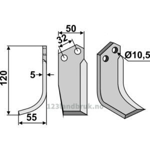 Rotorfreskniv - 120x50x5mm - Venstre - Comeb