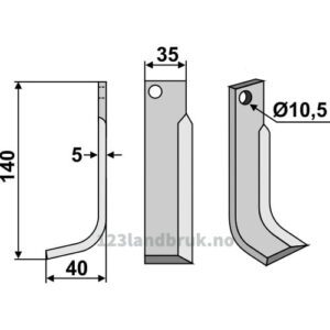 Rotorfreskniv 140x35x5 - 140x35x5mm - Venstre - Comeb