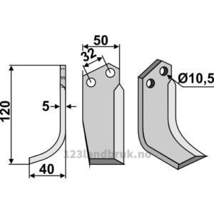 Rotorfreskniv - 120x50x5mm - Venstre - Comeb