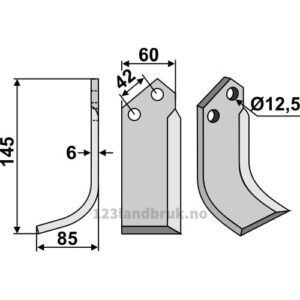 Rotorfreskniv - 145x60x6mm - Venstre - Comeb, M.E.A.A.T.